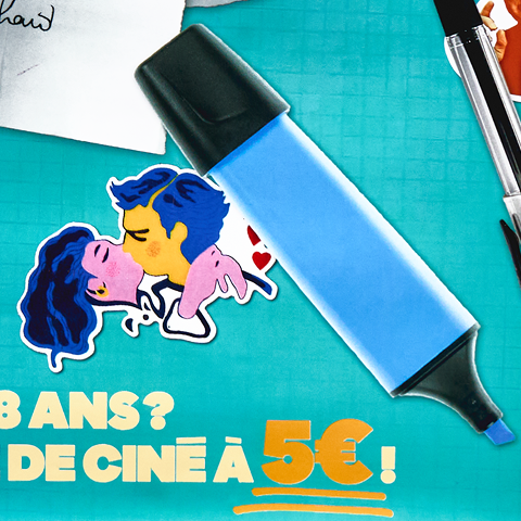 Moins de 18 ans ? Ta séance de ciné à 5€ ! – projet graphique, Emma Kildea graphiste